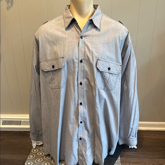 Society of One Men’s 2XLGray and Black Casual Button Down Shirt with Relaxed Fit - Picture 1 of 5